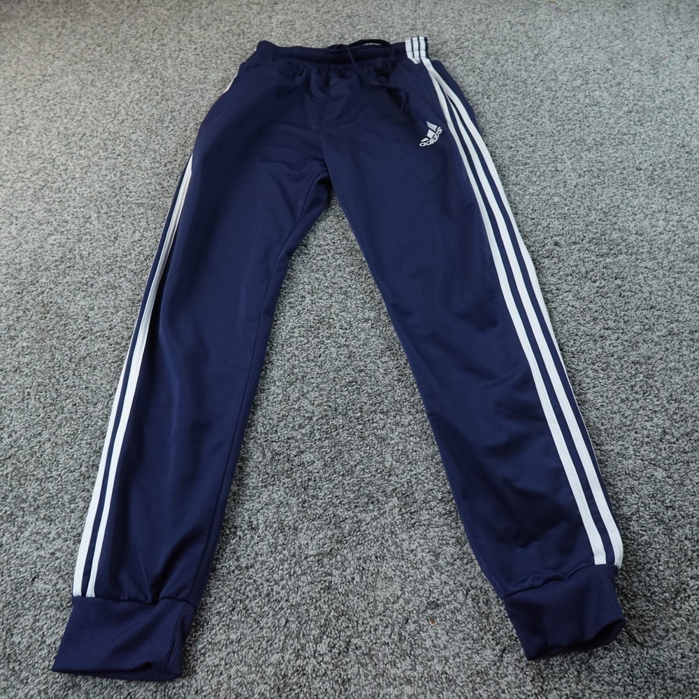 Adidas Pants Mens L Blue Track Warm Up Drawstring Jogger Sweatpants Gym Workout